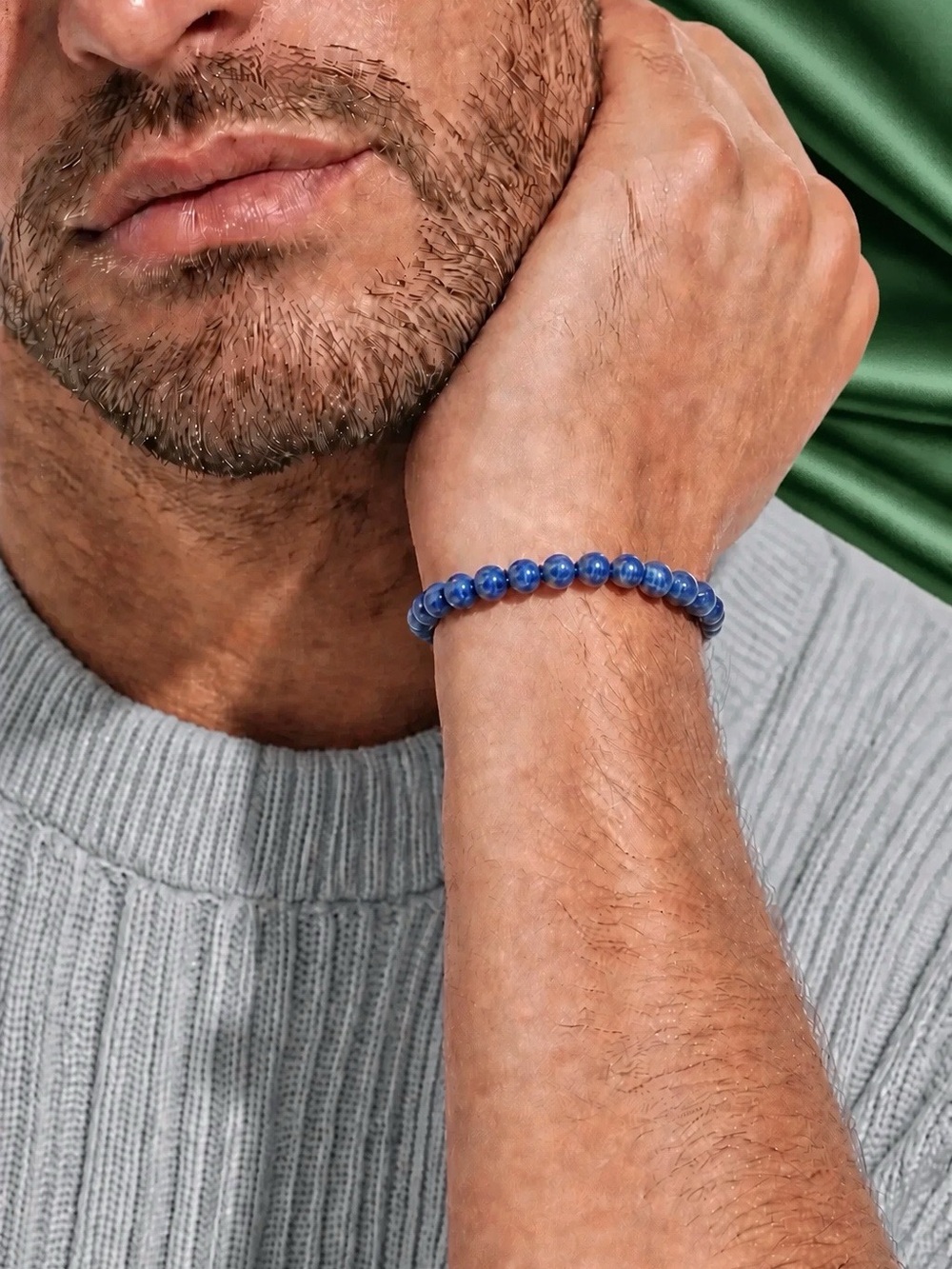 Natural Lapis Lazuli Beaded Stretch Bracelet. BRAND NEW! Never worn.